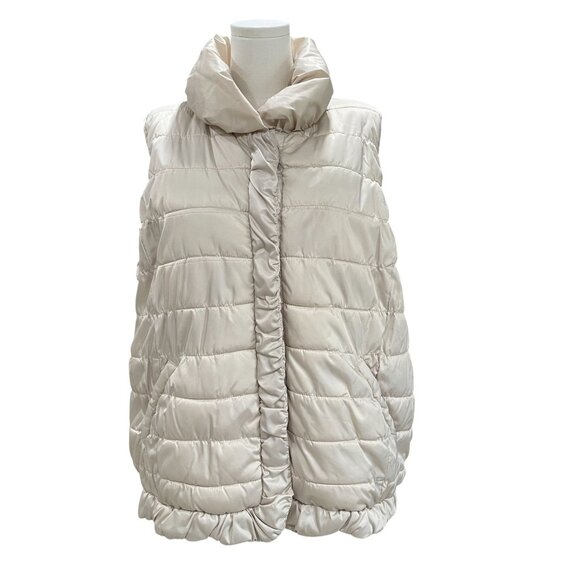 Coldwater Creek Beige Puffer Vest Quilted Winter Warm Minimalist Neutral 1X - Picture 6 of 10